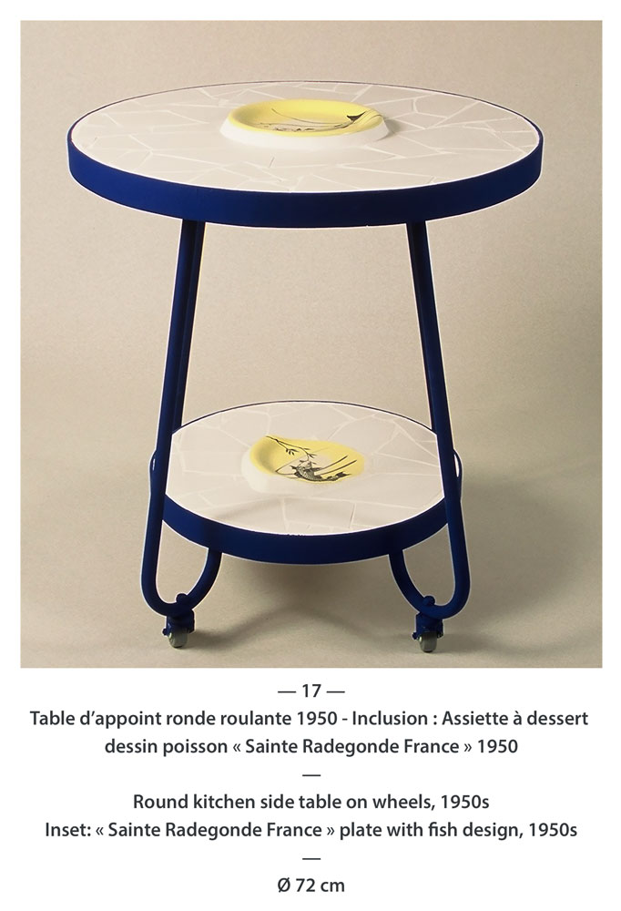 Table d’appoint ronde roulante 1950
